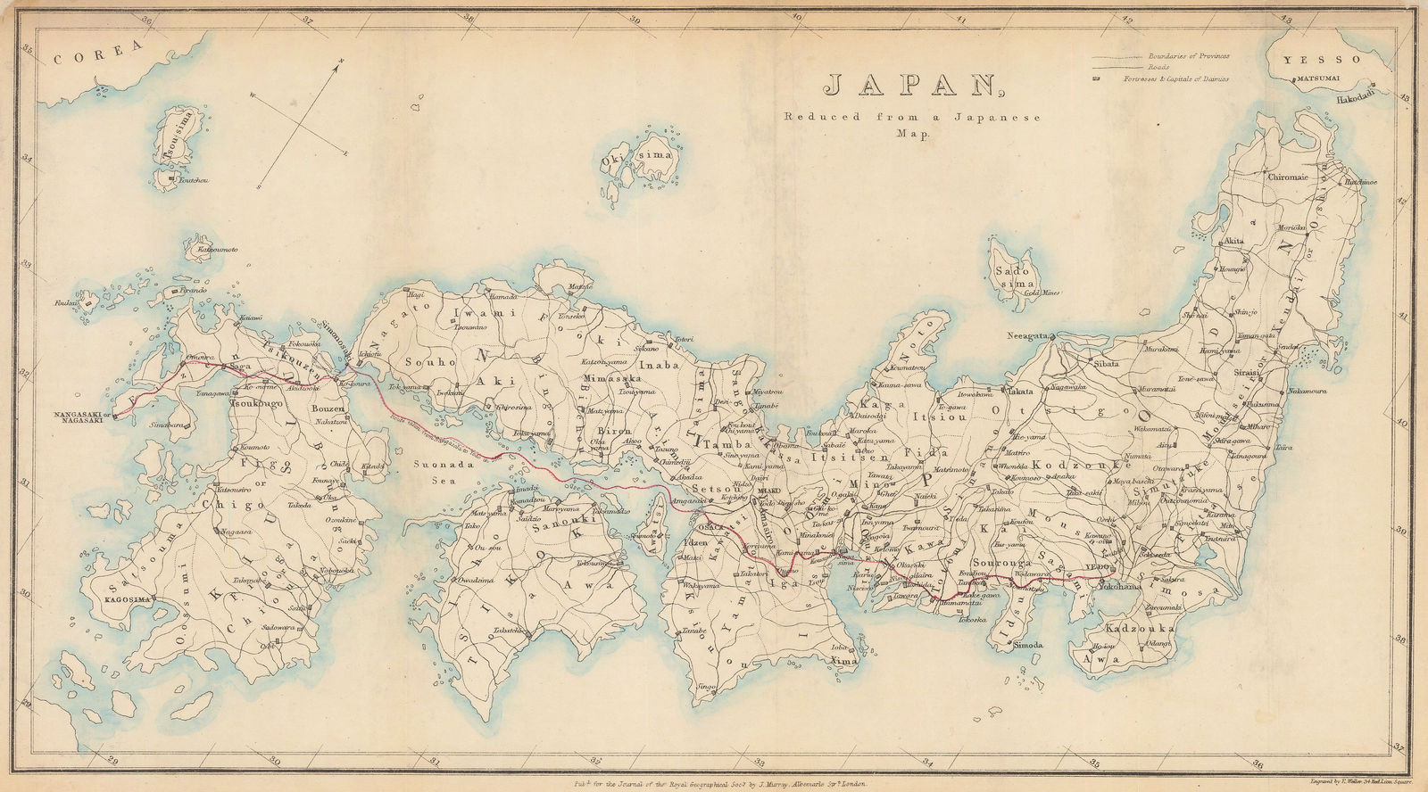Royal Geographical Society (RGS), Japan, reduced from a Japanese map., 1862 c.