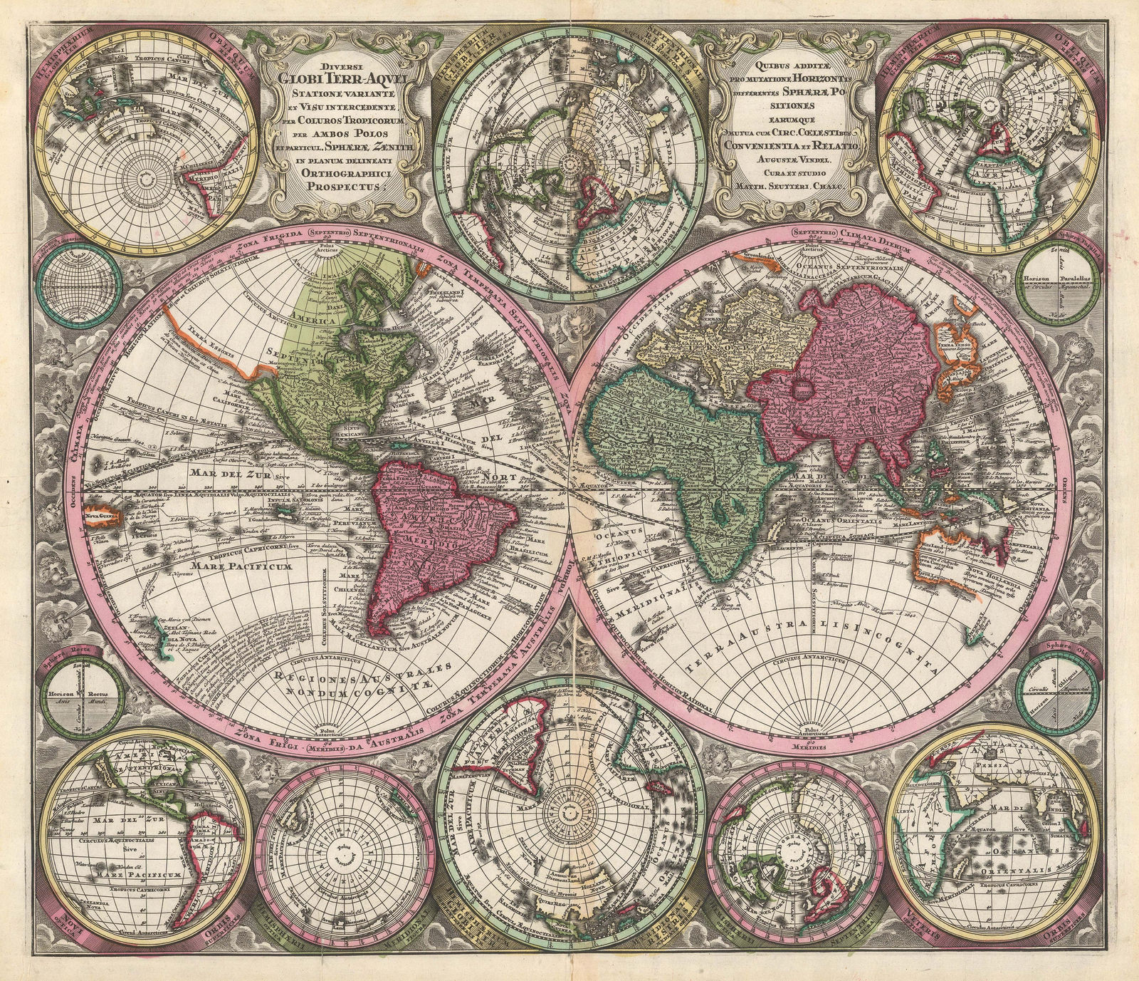 Matthaus Seutter, Diversi Globi-Terr-Aquei Statione Variante it Visu Intercedente, 1740 c.