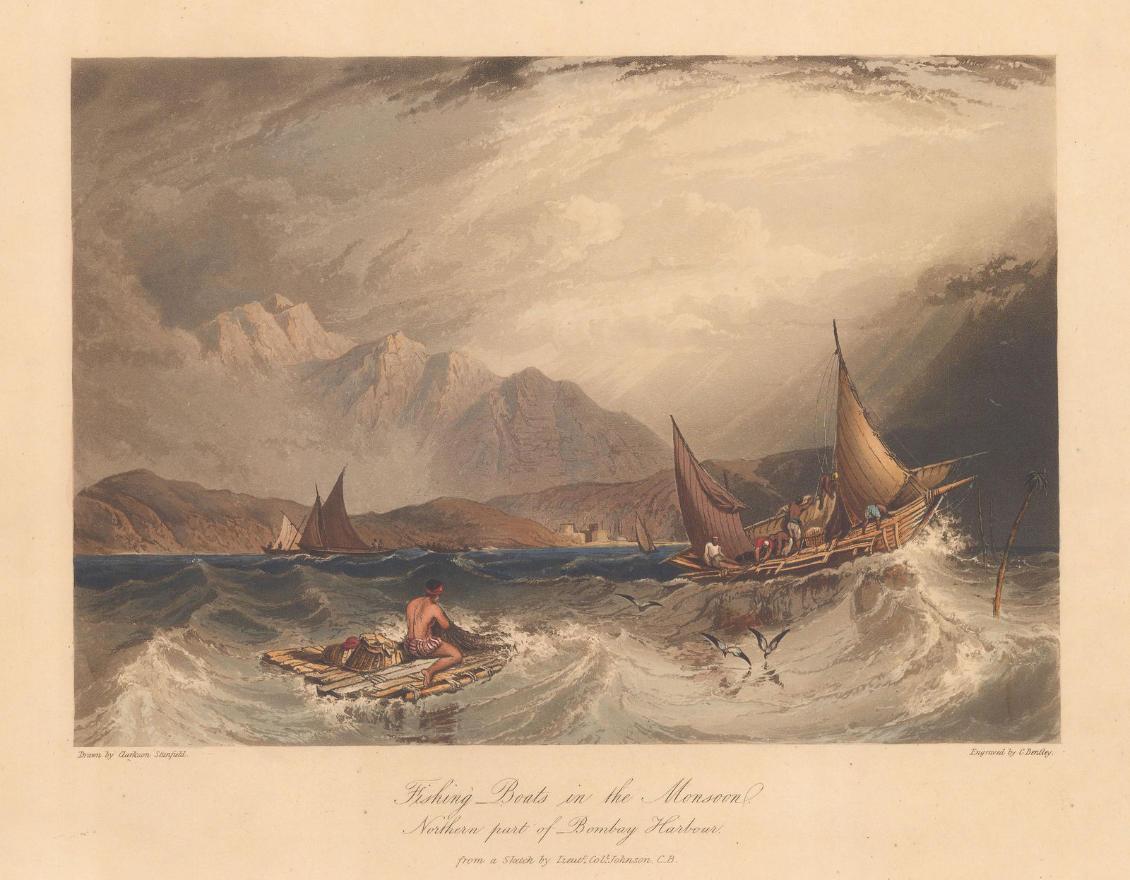 Capt. Robert Grindlay, India - Mumbai / Bombay , Harbour, 1830