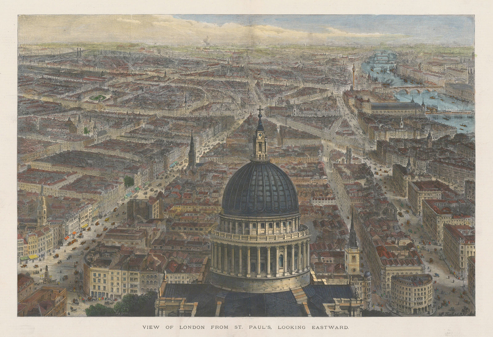 Illustrated London News (ILN), London - Bird's Eye View Eastwards, 1892