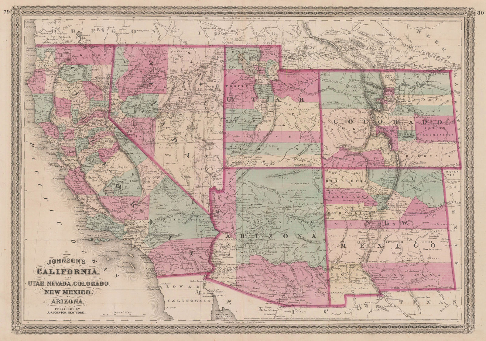 Alvin J. Johnson, Western States of the USA, 1870 c