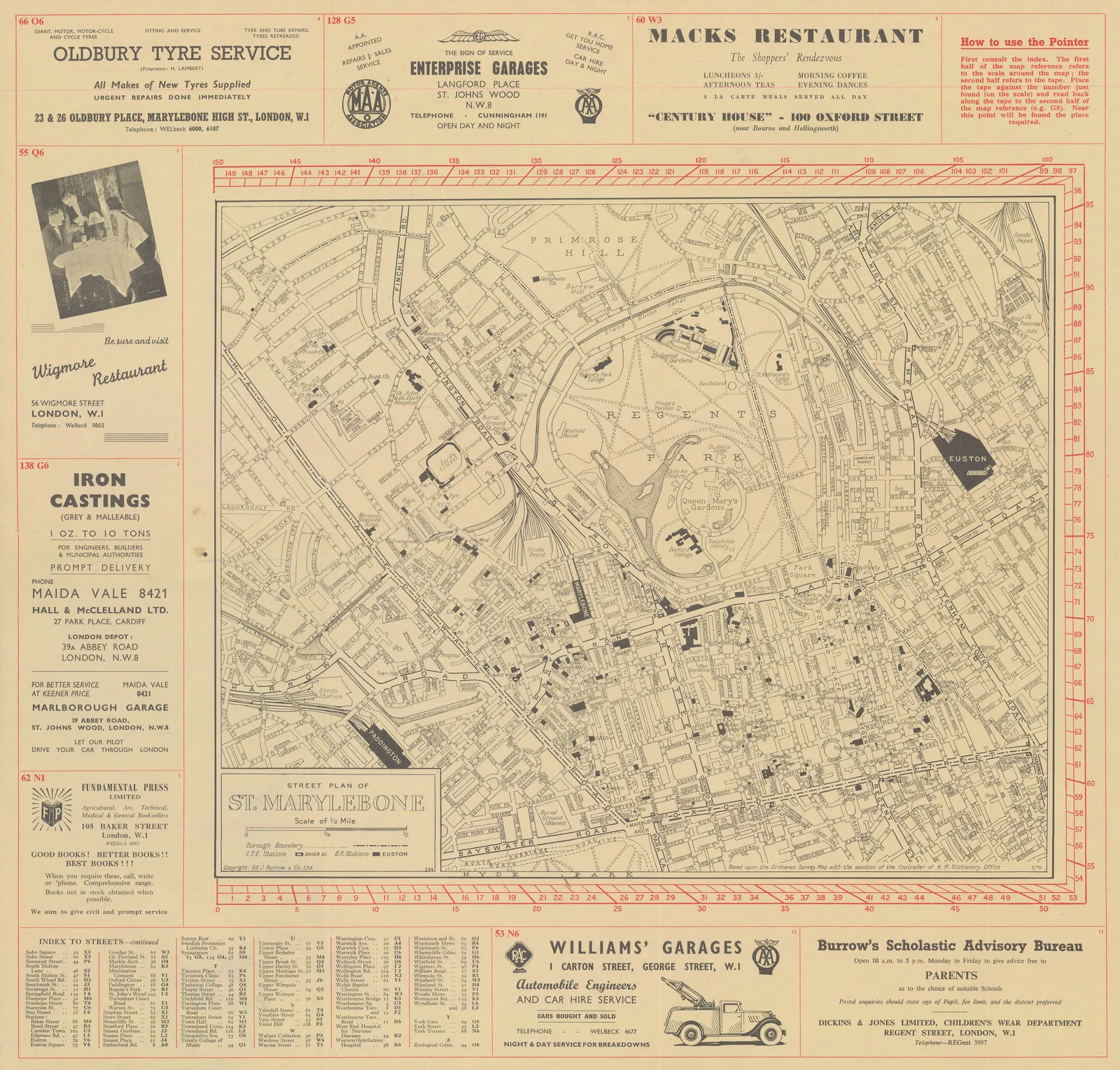 Ed. J. Burrow & Co., Ltd., Street Plan of Marylebone, 1930 c