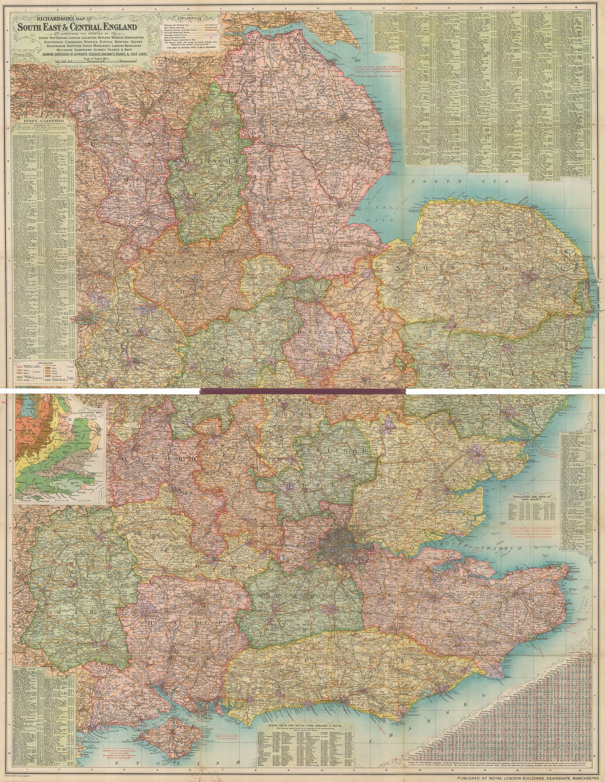 George W. Bacon, Richardson's Map of South East and Central England, 1910 c.