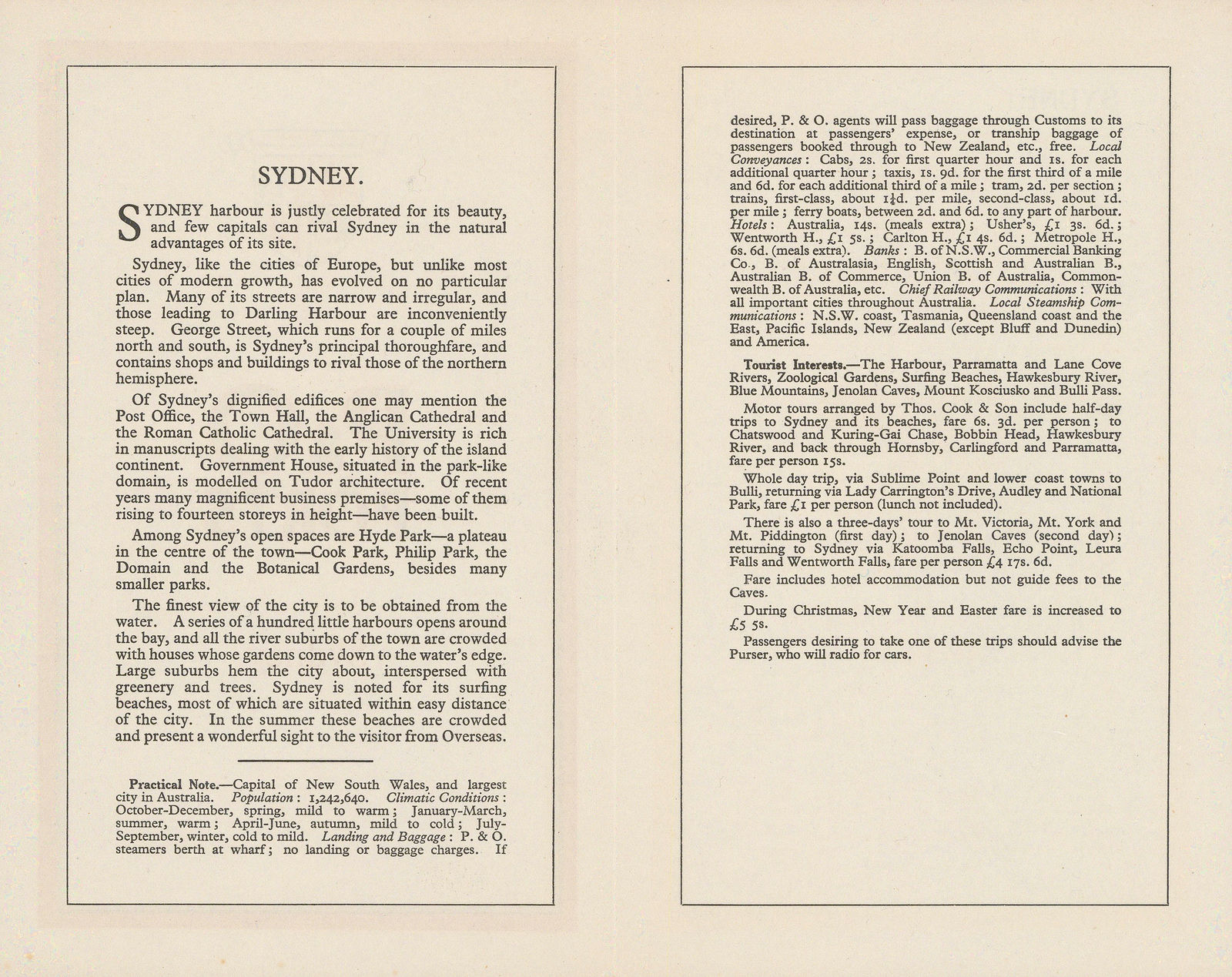 John Bartholomew & Son, Sydney - P&O Ports Guide, 1930 (c.)