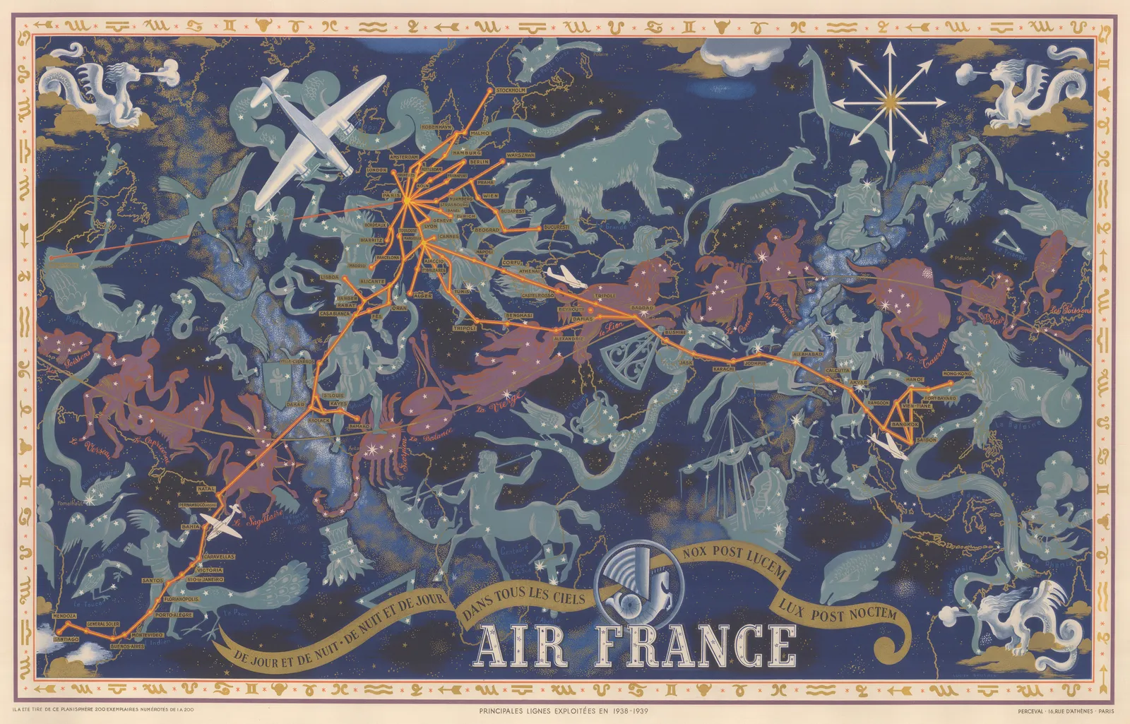 Air France, Air France Constellations Route Map, 1939