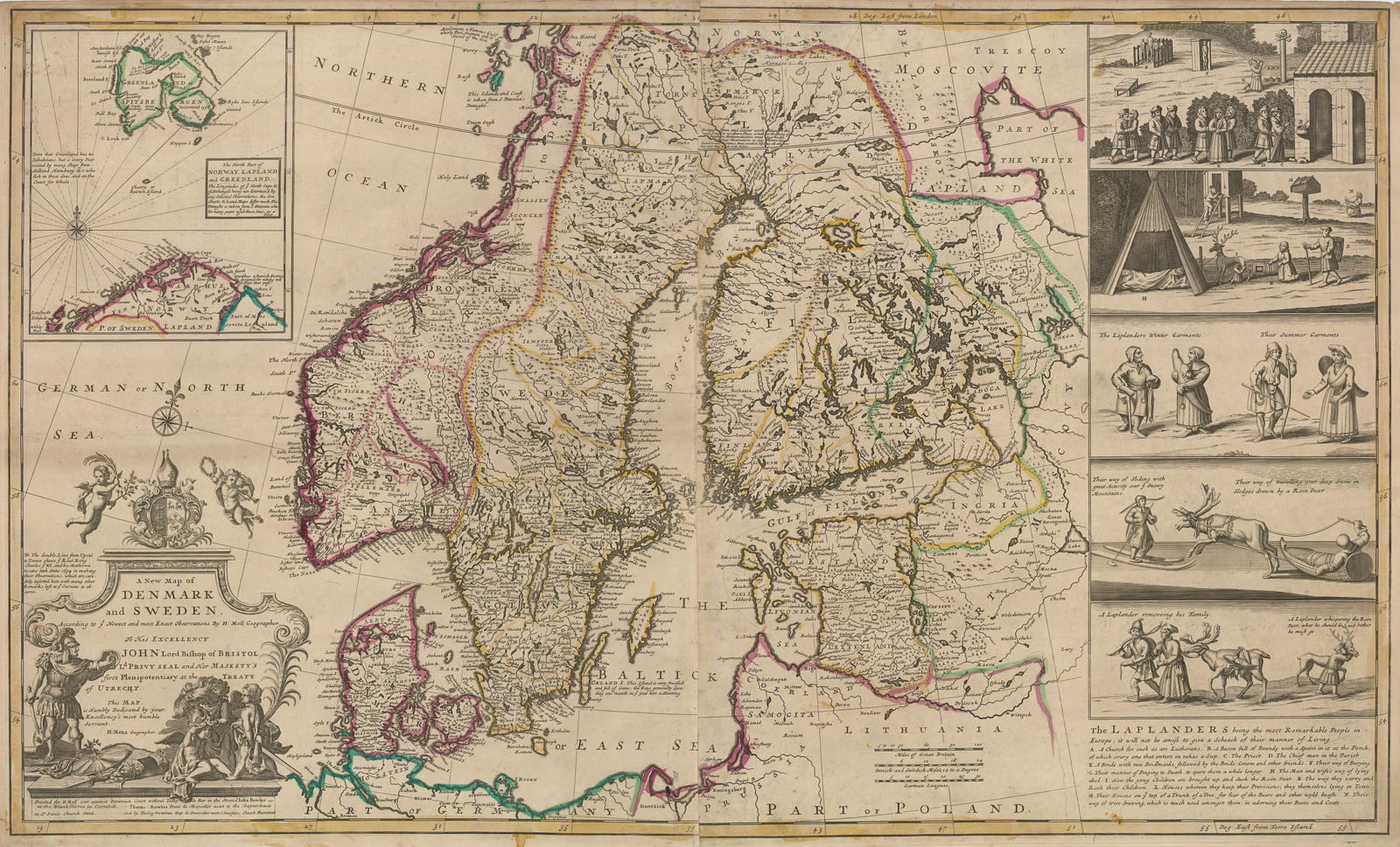 Herman Moll, A New Map of Denmark and Sweden, 1715 c.