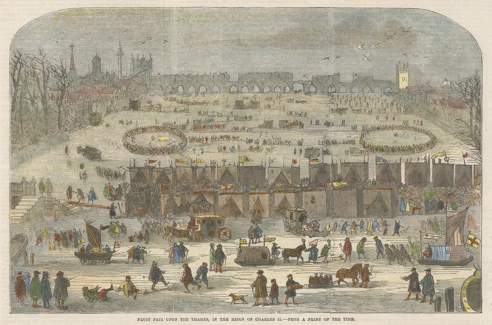 Illustrated London News (ILN), London - Frost Fair on the Thames, 1855