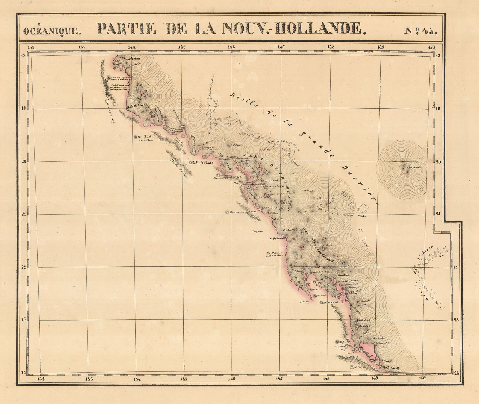 Philippe Vandermaelen, The Great Barrier Reef & Queensland Coast, 1827