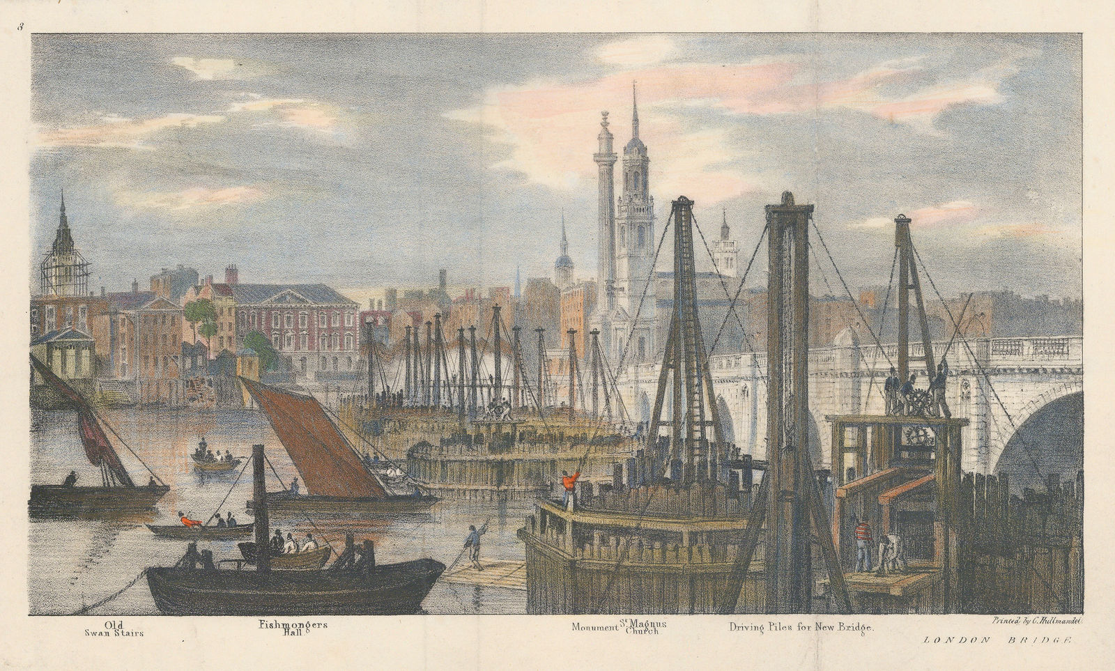 Lt. Col. Trench, London - Thames Panorama, London Bridge, 1825