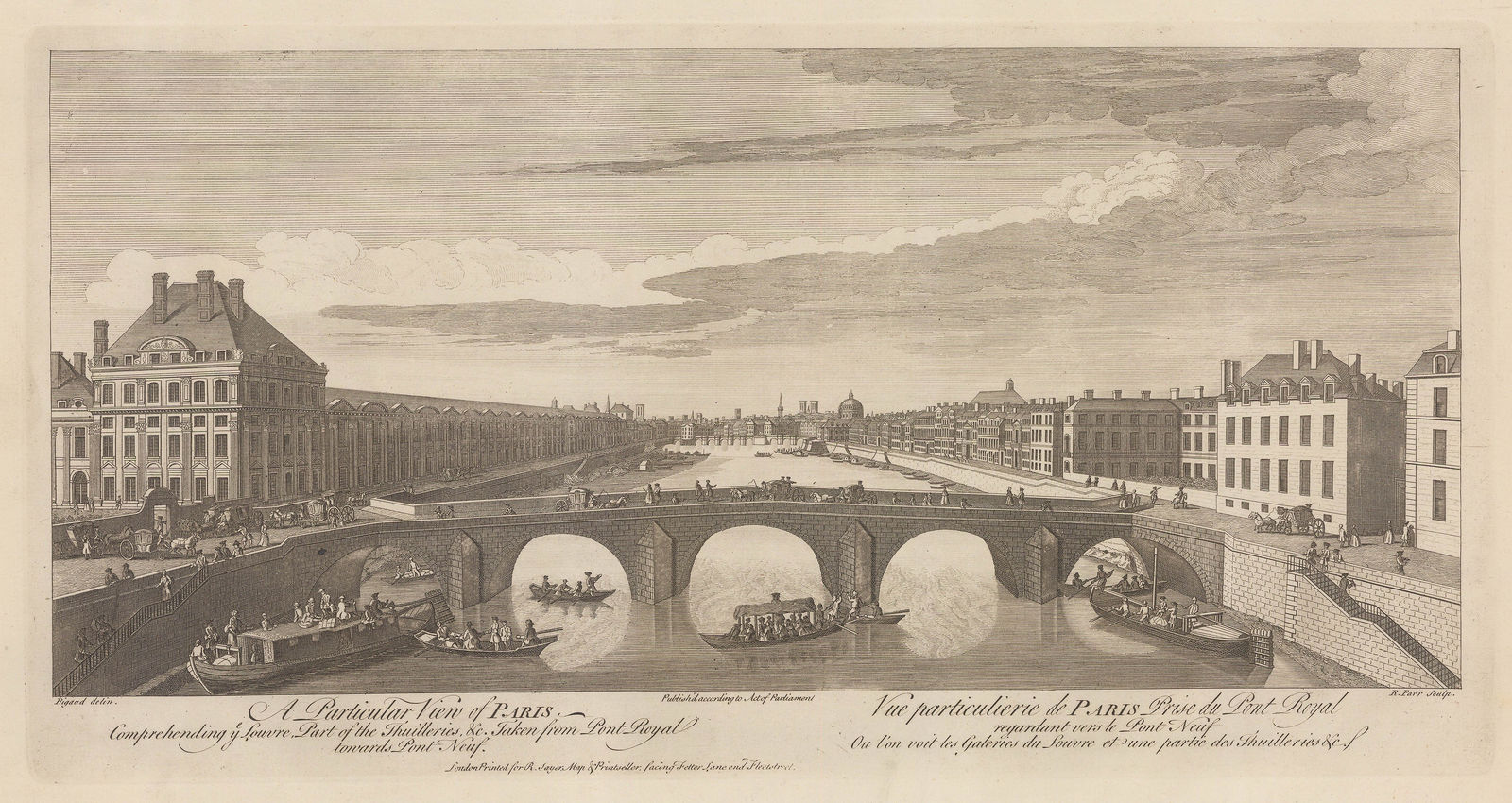 Robert Sayer, France - Paris, Panorama from the Pont Royal, 1774