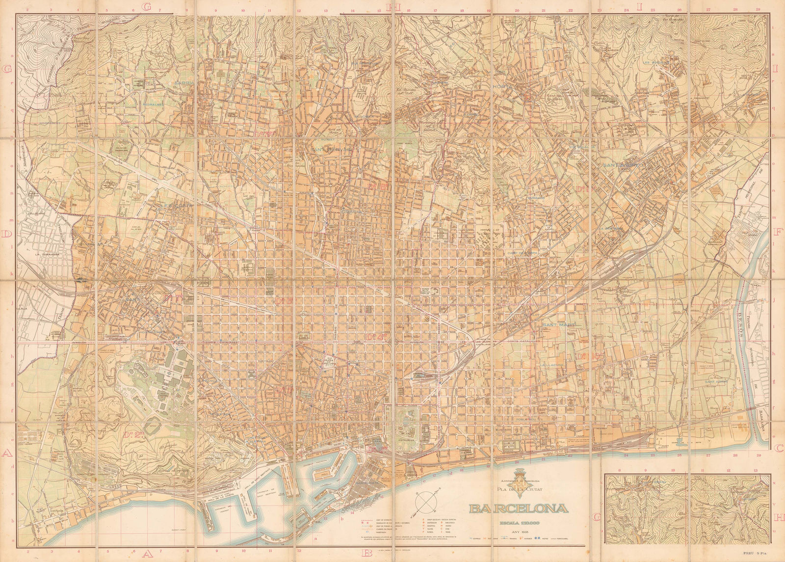 Vicente Martorell Portas, Folding wall map of Barcelona, 1935