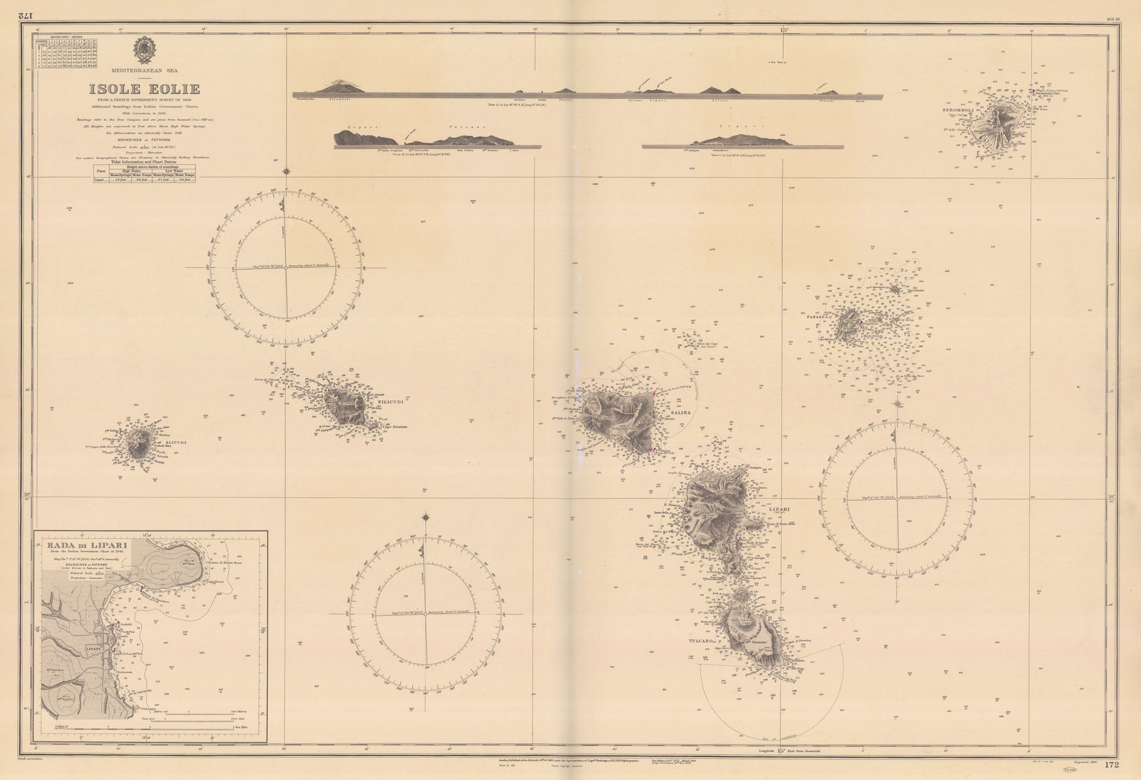 British Admiralty, Chart of the Aeolian Islands, 1954