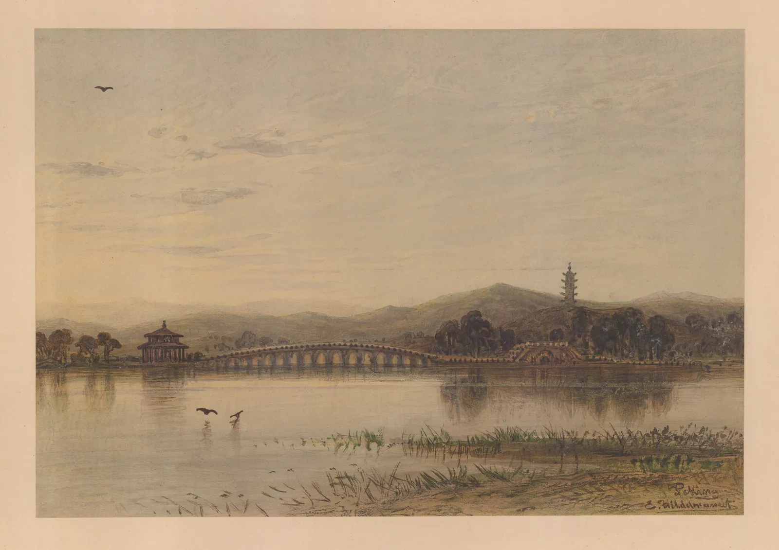 Eduard Hildebrandt, China - Peking/Beijing, Lugou Bridge, 1874 c.