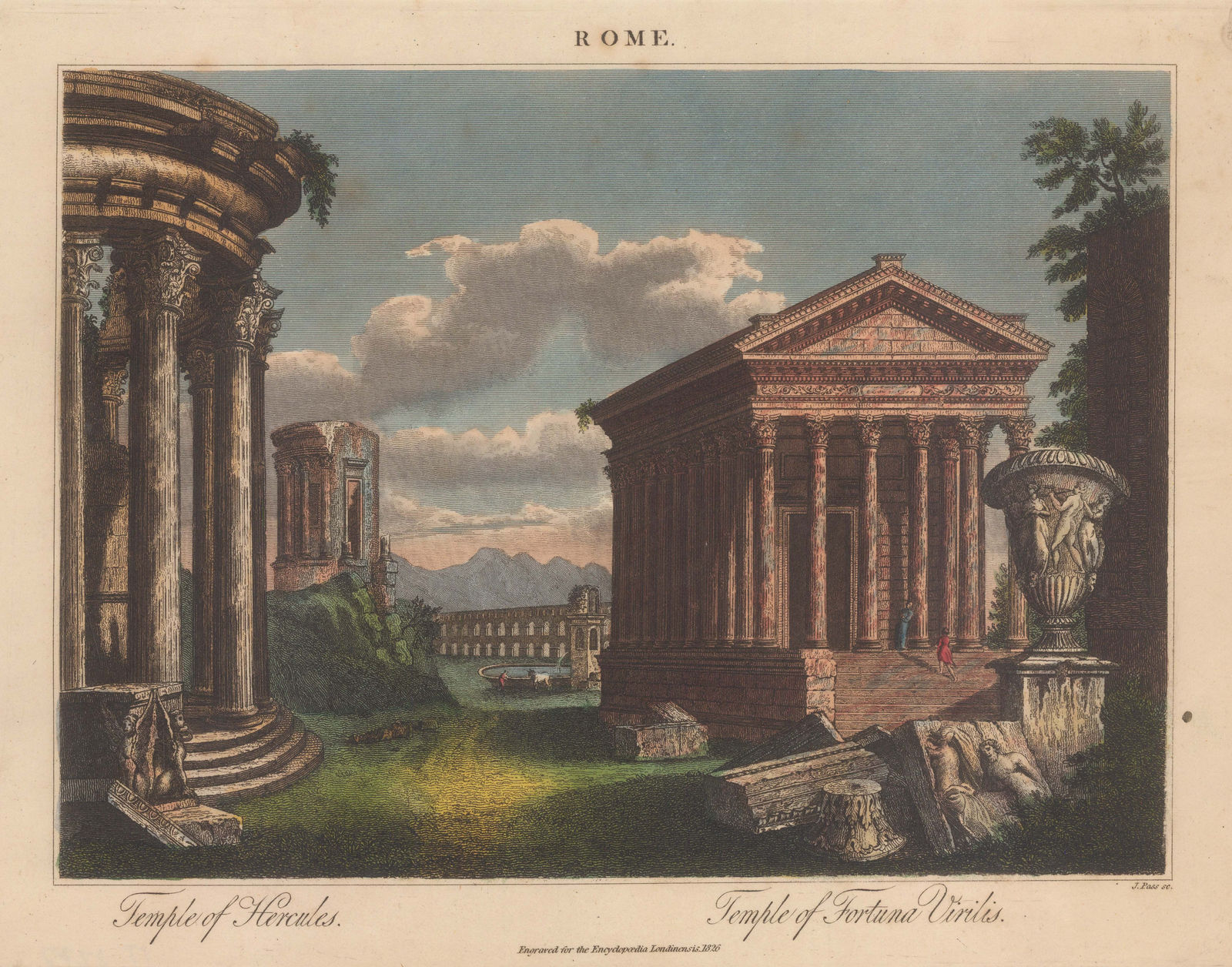 John Wilkes, Italy - Rome, Temple of Herucles and Temple of Fortuna Viirilis, 1827