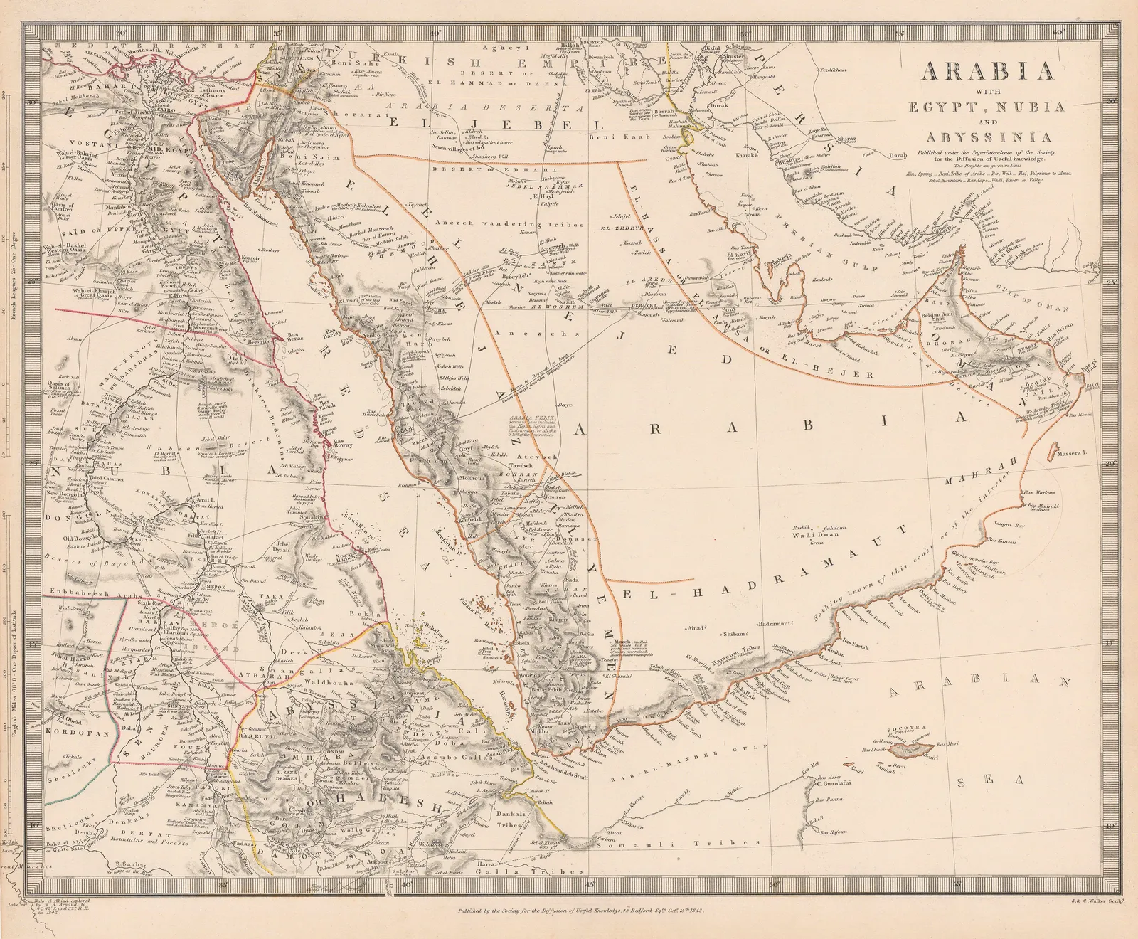 Society for the Diffusion of Useful Knowledge (SDUK), Arabia with Egypt, Nubia and Abyssinia, 1843