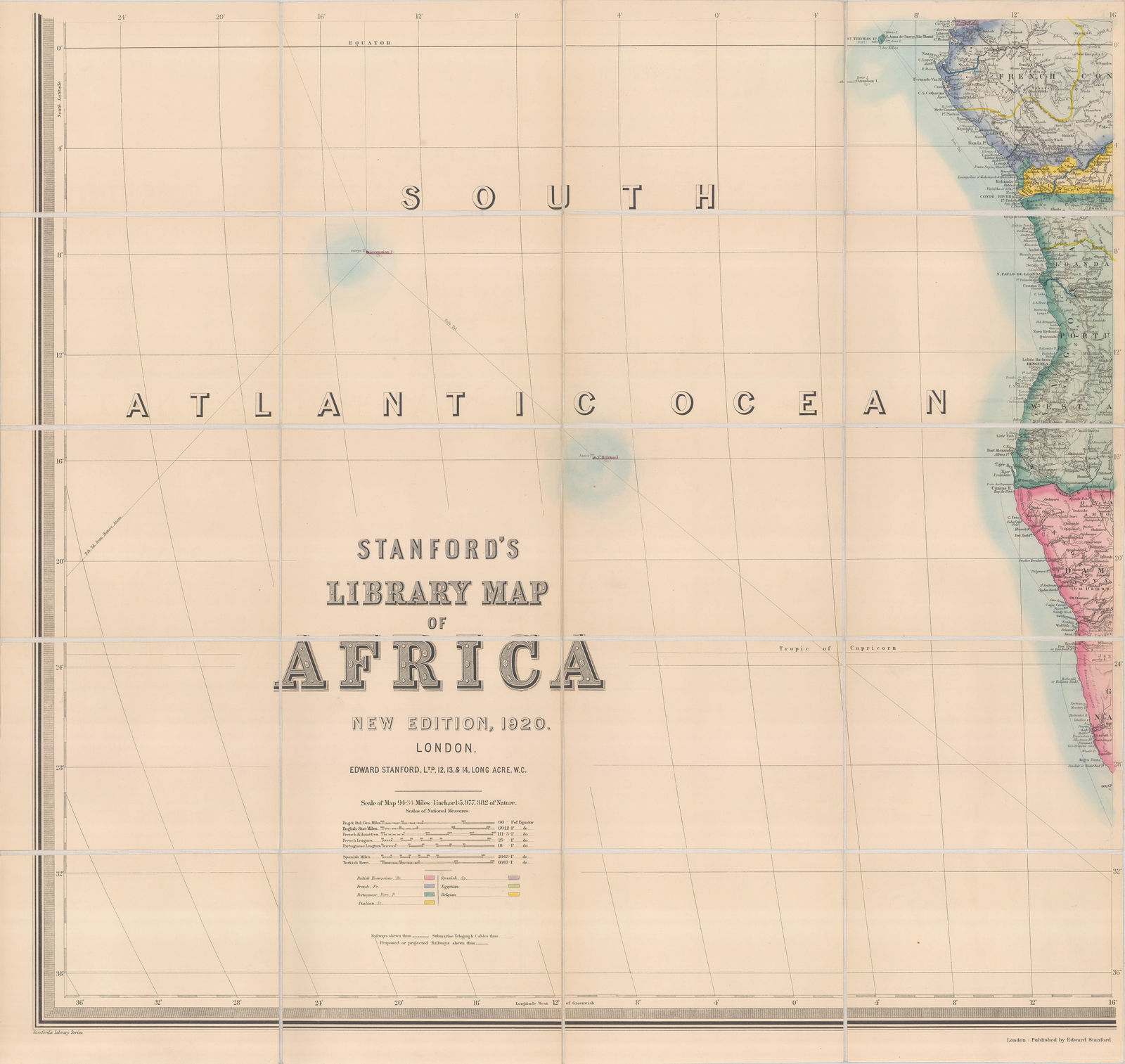 Edward Stanford, Stanford's Library Map of Africa, 1920