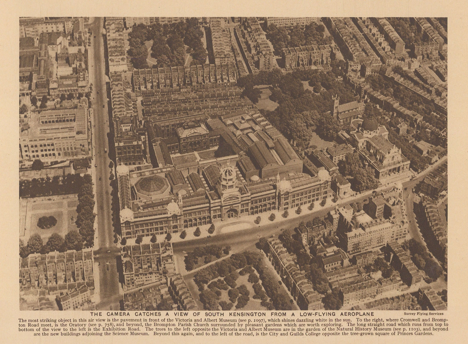 Arthur St John Adcock, London - South Kensington, Aerial View, 1927