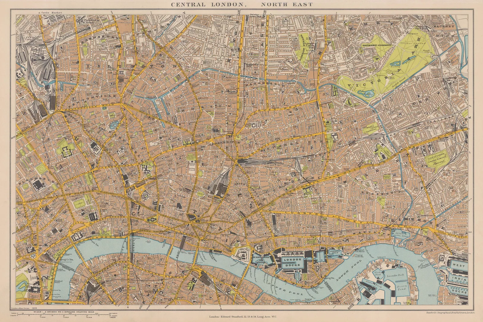 Edward Stanford, East, Central & the City of London, 1904