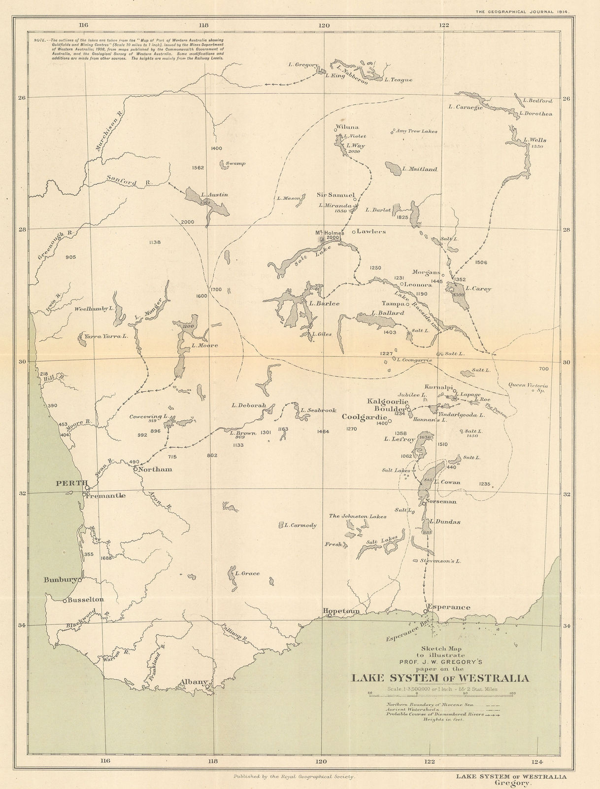 Royal Geographical Society (RGS), Lake System of Western Australia, 1914