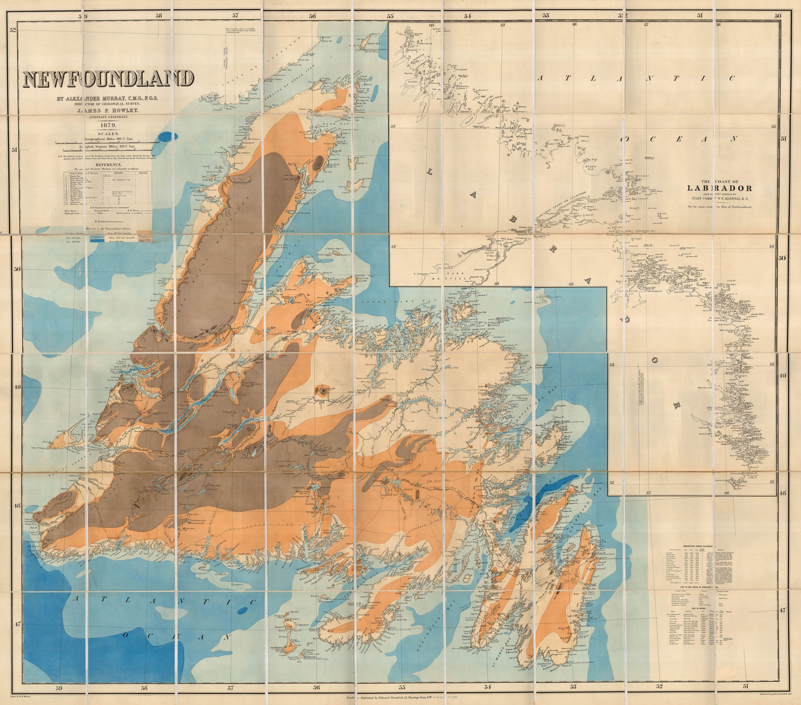 Edward Stanford, Geological Map of Newfoundland, 1879