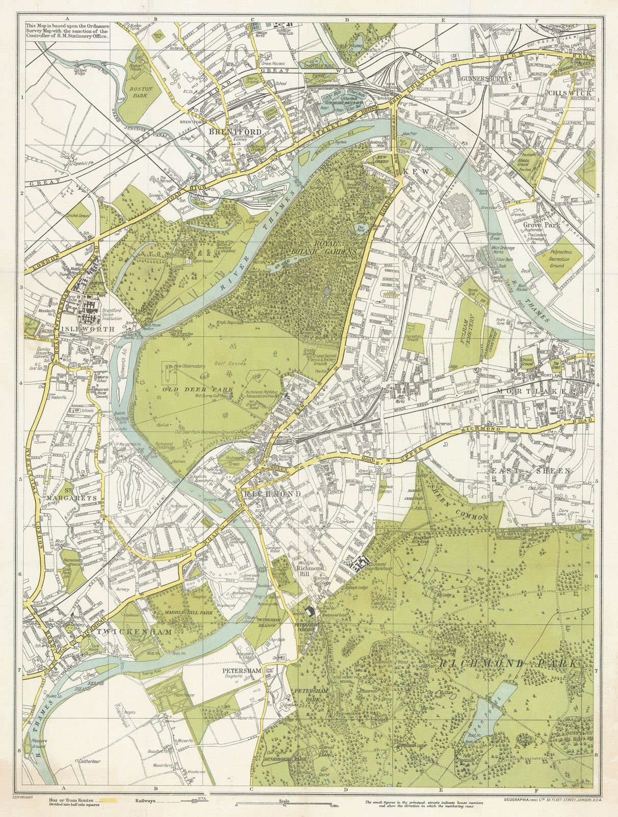 Geographia Ltd., Kew, Richmond, Brentford & Twickenham, 1923