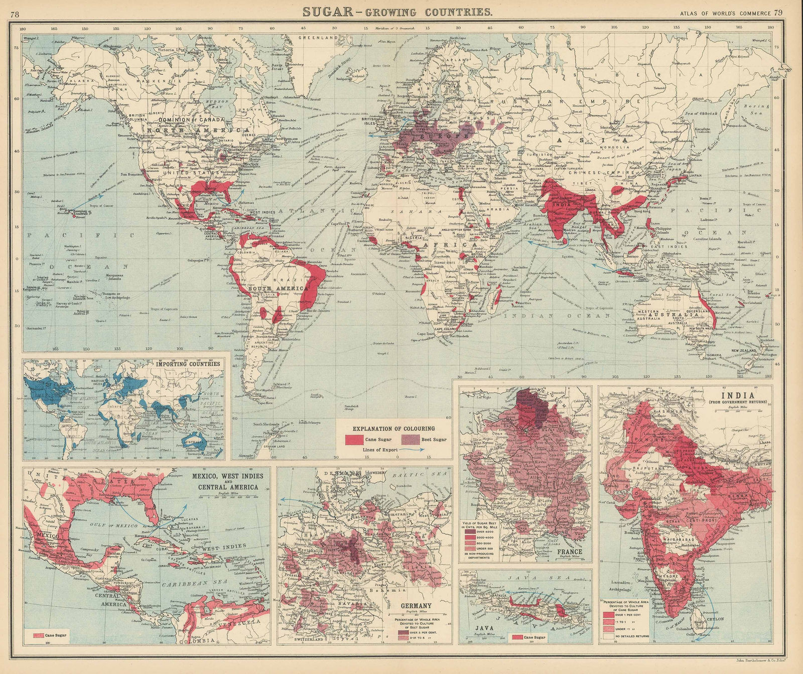 John Bartholomew, Sugar - Growing Countries, 1906