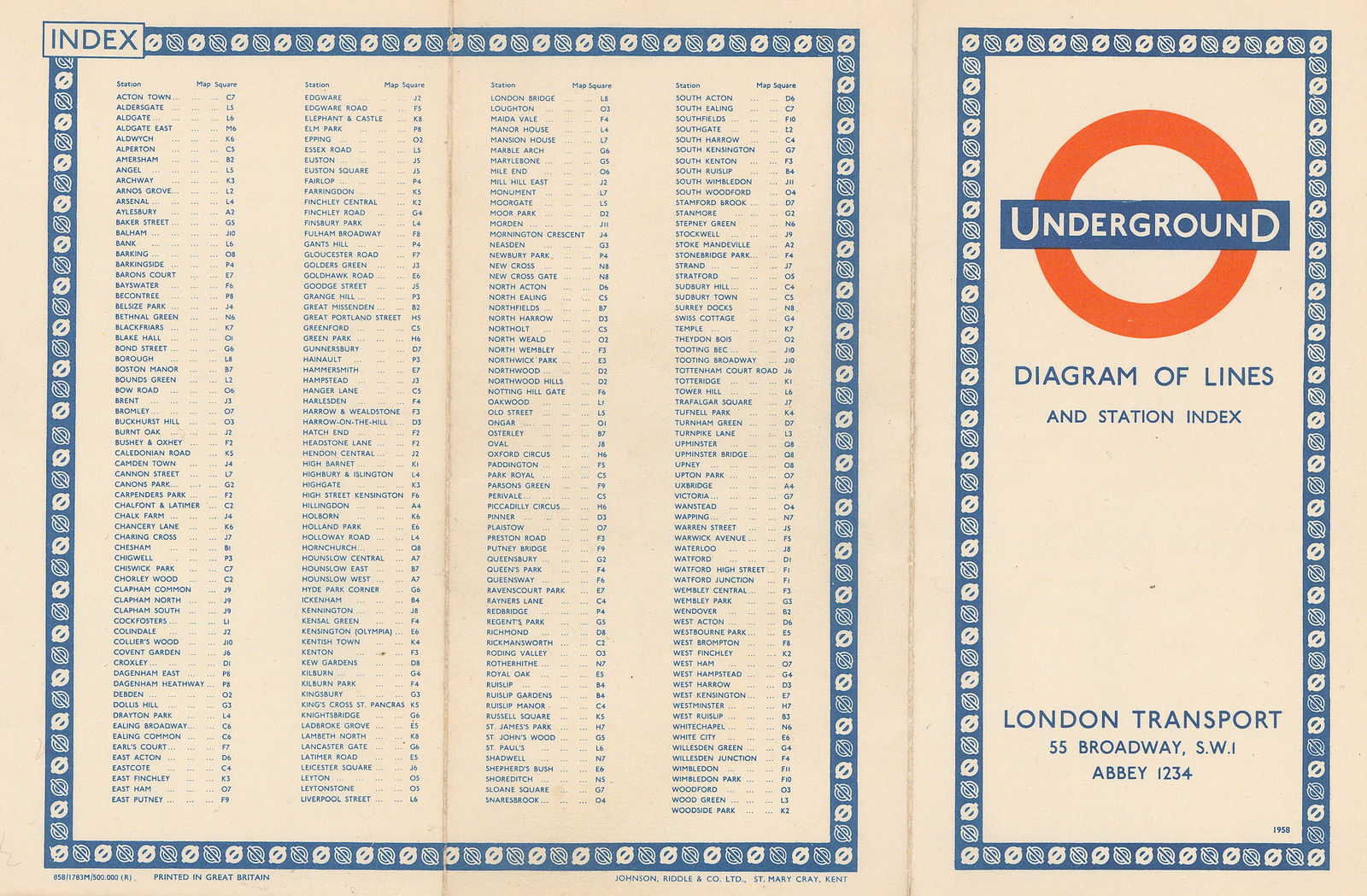 Harry Beck, London Underground, 1958