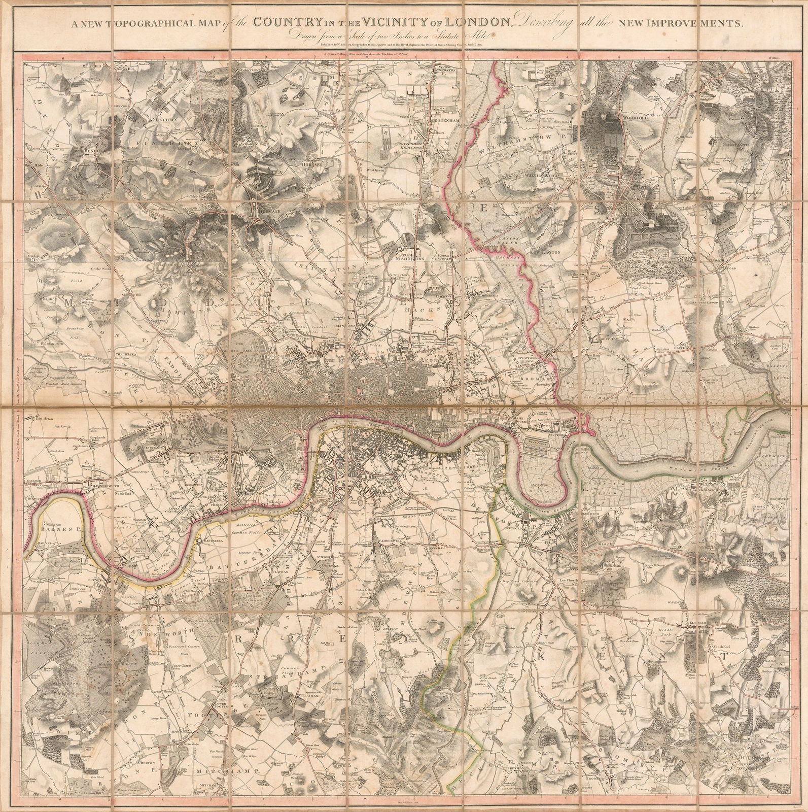 William Faden, A New Topographical Map of the Country in the Vicinity of London, 1818