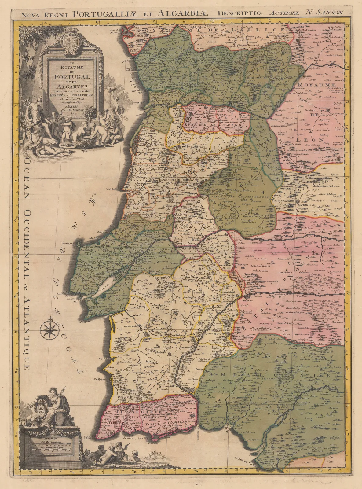 Alexis-Hubert Jaillot, Portugal with the Kingdom of the Algarves., 1695