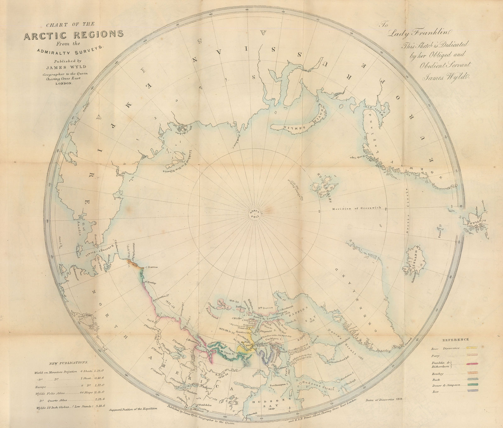James Wyld, Chart of the Arctic Regions from the Admiralty Surveys, 1851 c.