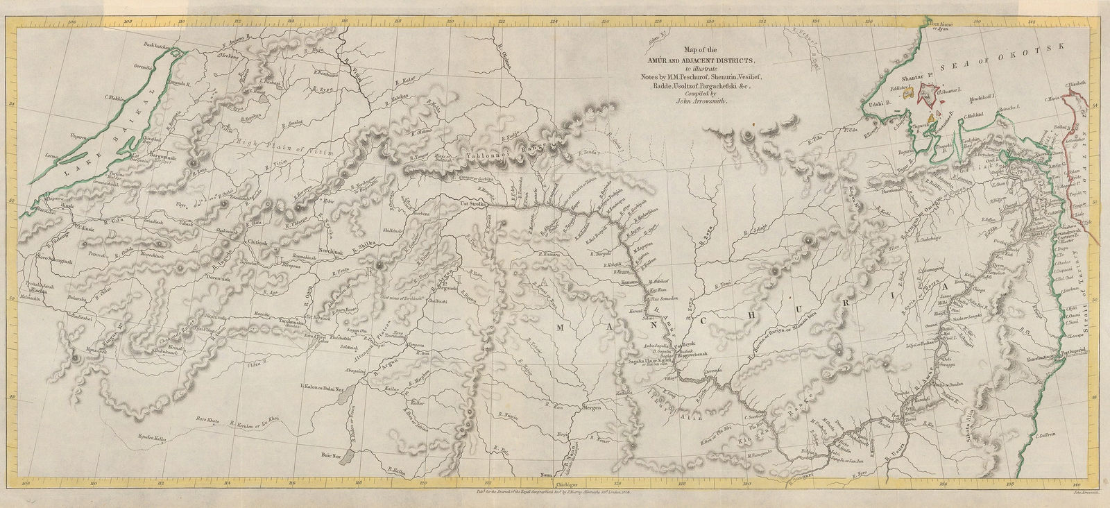 Royal Geographical Society (RGS), Map of the Amur and Adjacent Districts, 1858