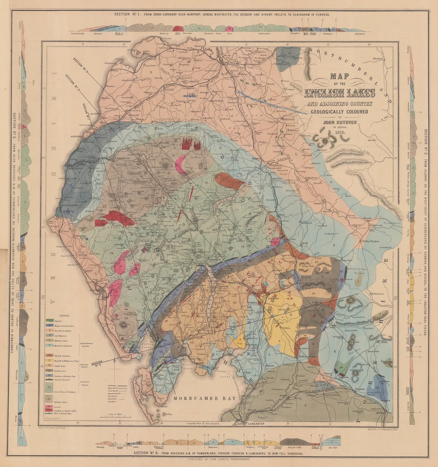 John Ruthven, Geological Map of the Lake District, 1855
