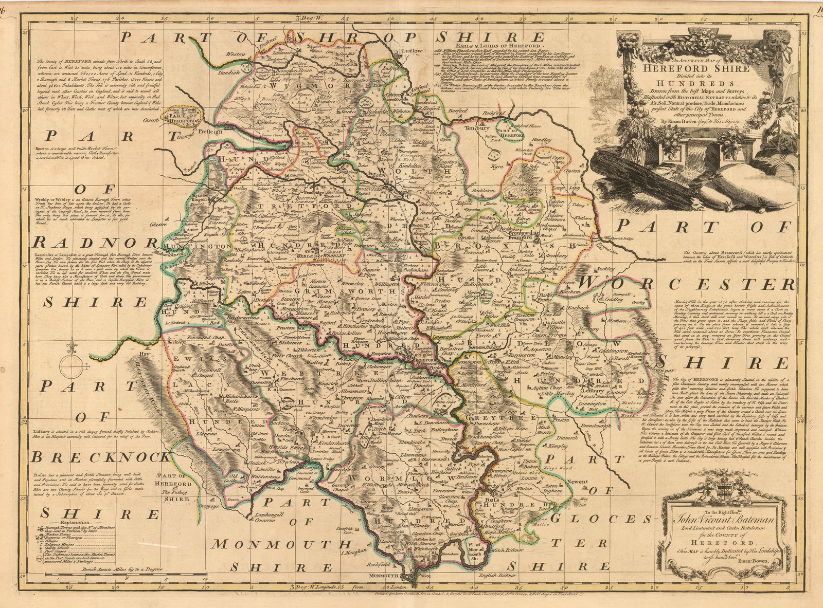 T. & E. Bowen, An Accurate map of Hereford Shire, 1763