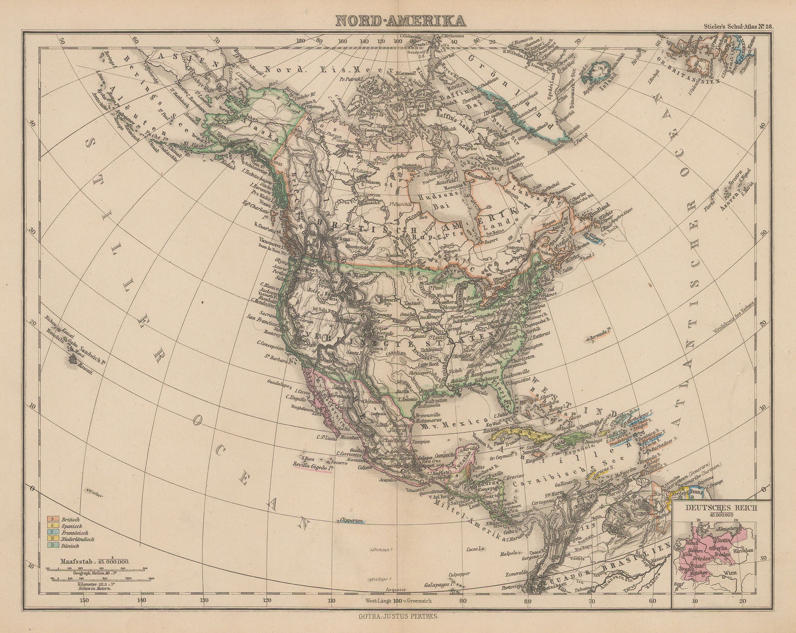 Justus Perthes, North America, 1870 c.
