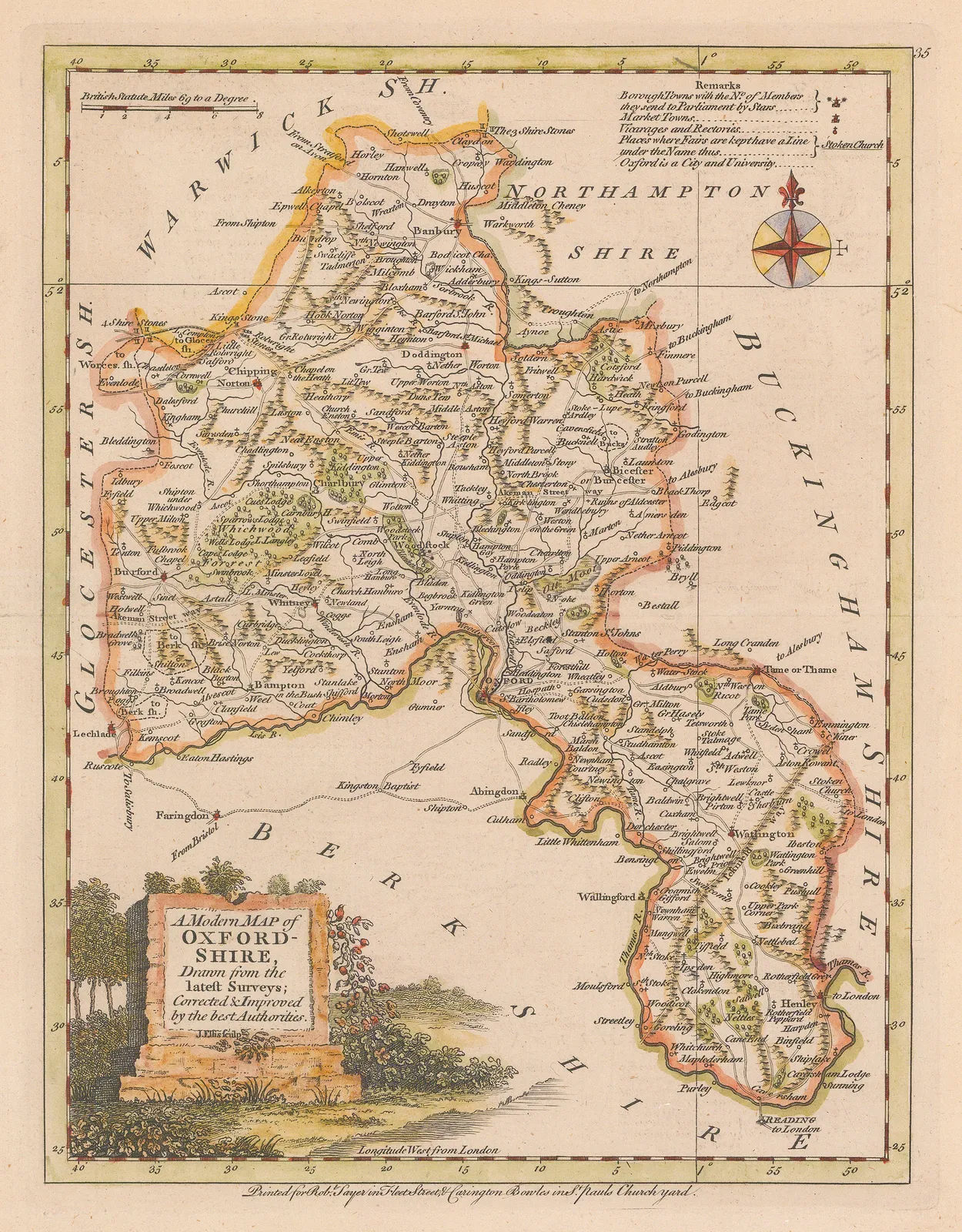 Joseph Ellis, A Modern Map of Oxfordshire, 1770 (c.)
