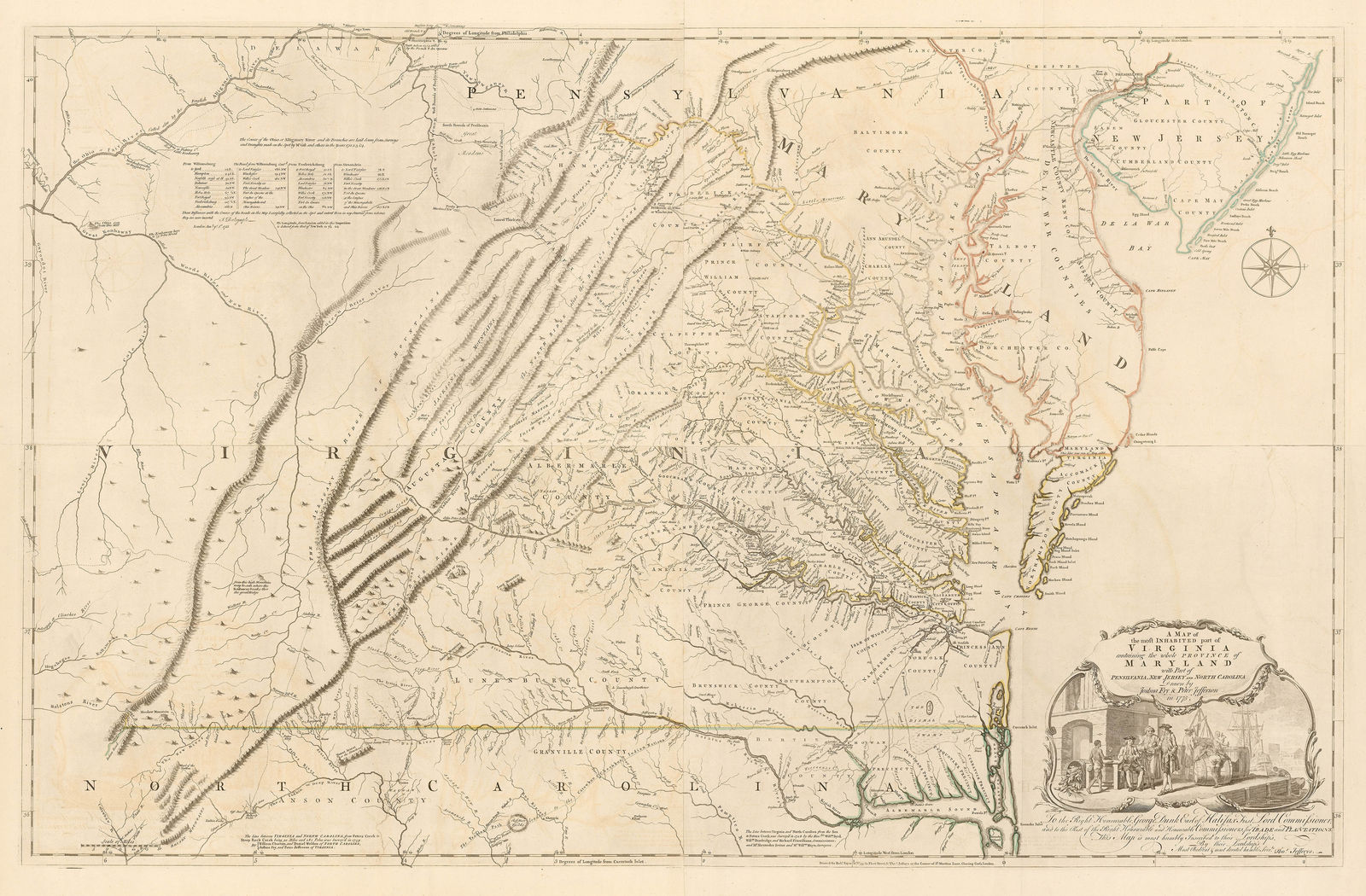 Joshua Fry & Peter Jefferson, A Map of the Most Inhabited Part of Virginia, 1775