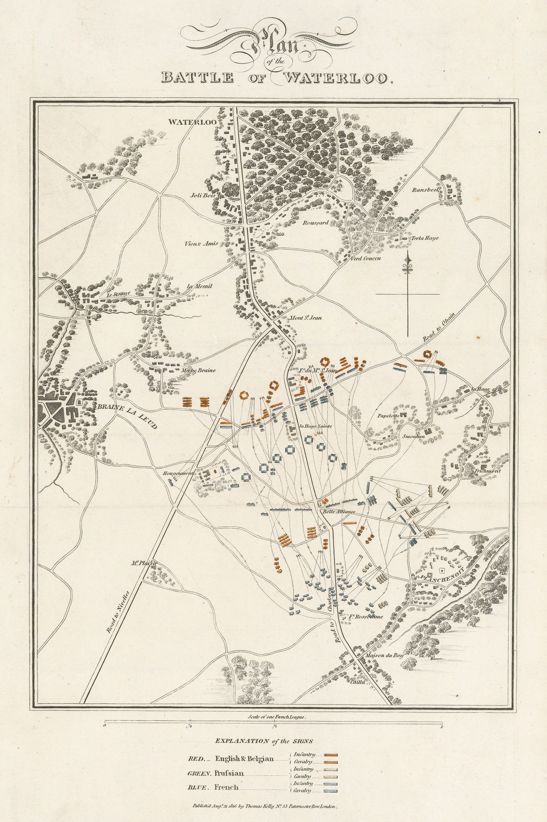 Thomas Kelly, Plan of the Battle of Waterloo, 1816