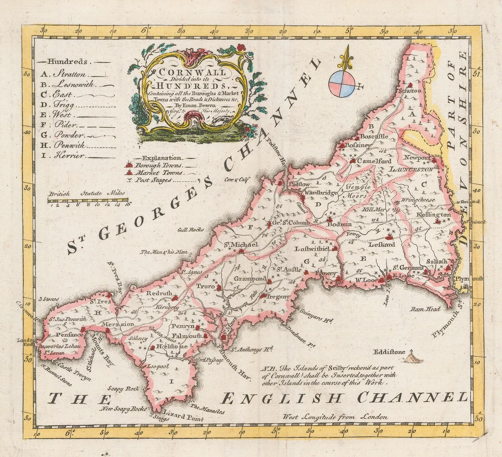Emanuel Bowen, Cornwall, 1755