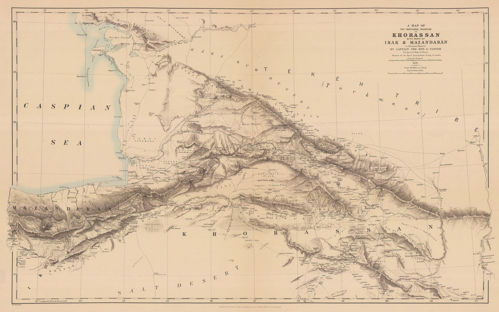 Royal Geographical Society (RGS), A Map of The Northern Frontier of Khorassan with parts of Irak & Mazandaran, 1876
