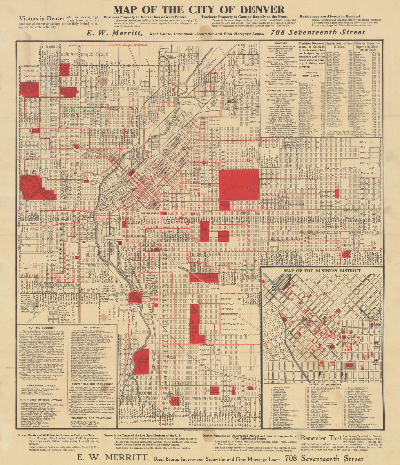 C. N. Hoover, Map of the City of Denver, 1906