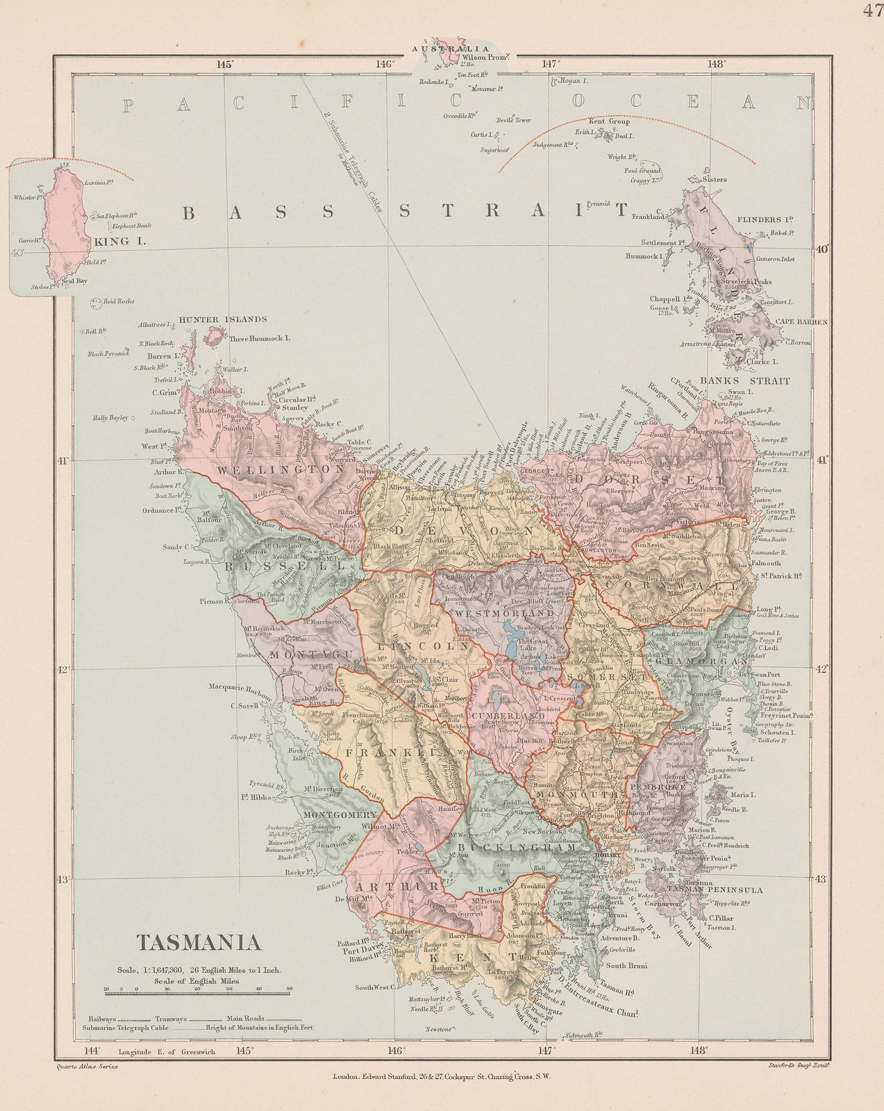 Edward Stanford, Tasmania, 1896