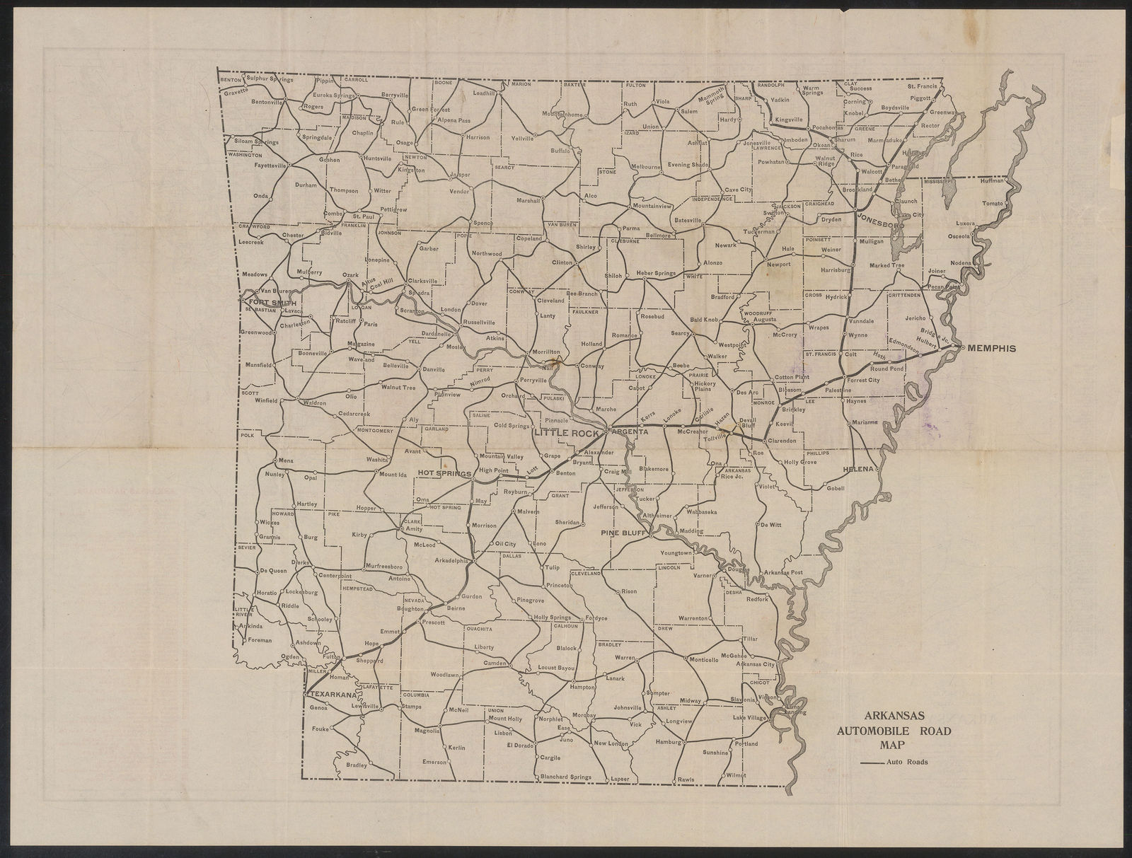 Rand, McNally & Co., New Commercial Atlas Map of Arkansas, 1920 c.