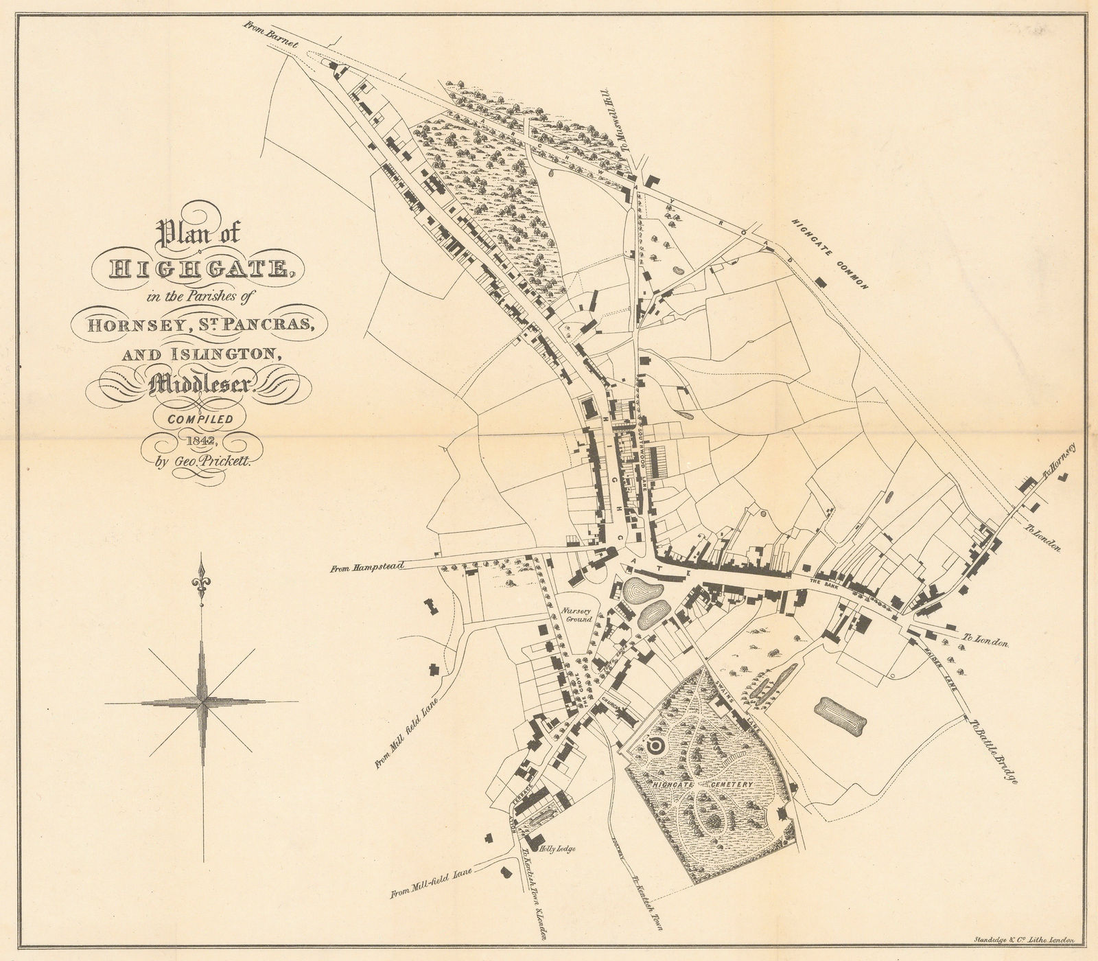 George Prickett, Plan of Highgate, 1842