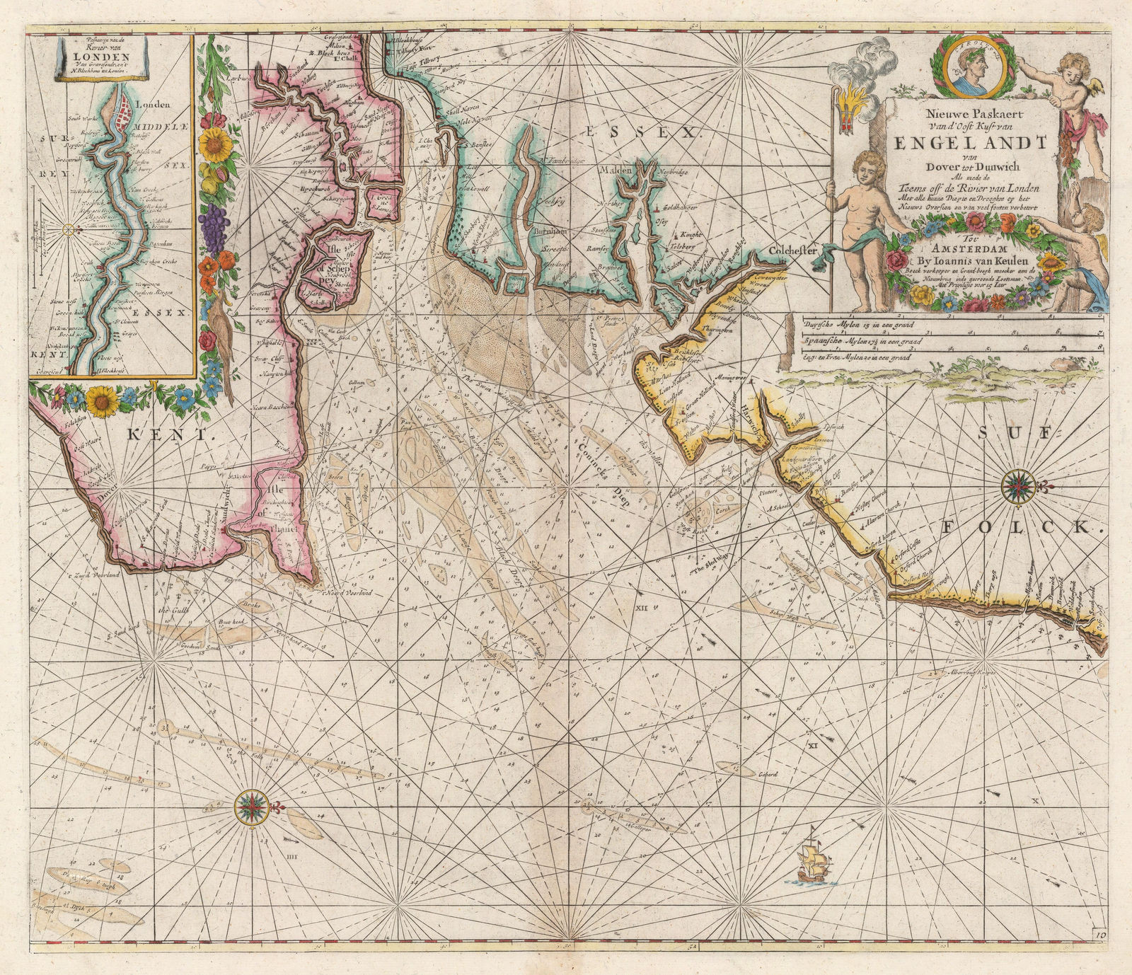 Johannes [II] van Keulen, Nieuwe Paskaert Van d'Ooft Kust van Engelandt, 1760 c.