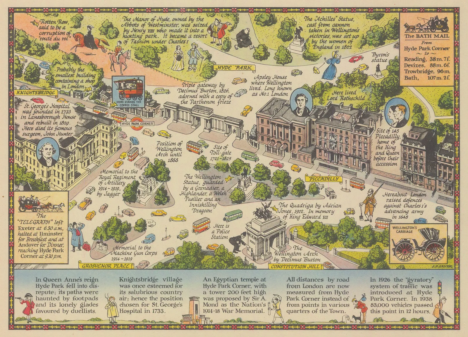 J.P. Sayer, A Bird's-Eye View of Hyde Park Corner, 1947