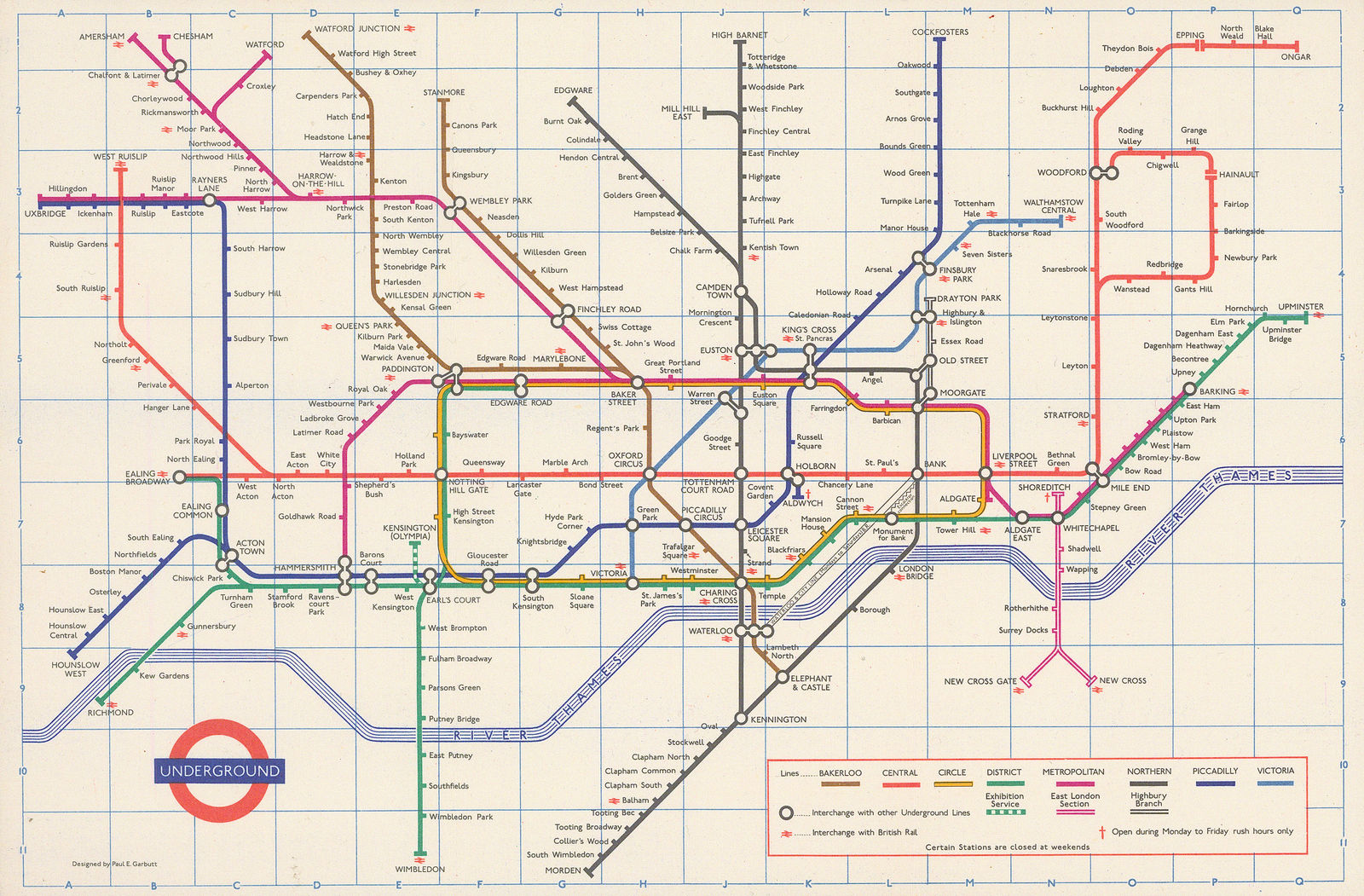 Paul E. Garbutt, London Underground Map, 1970