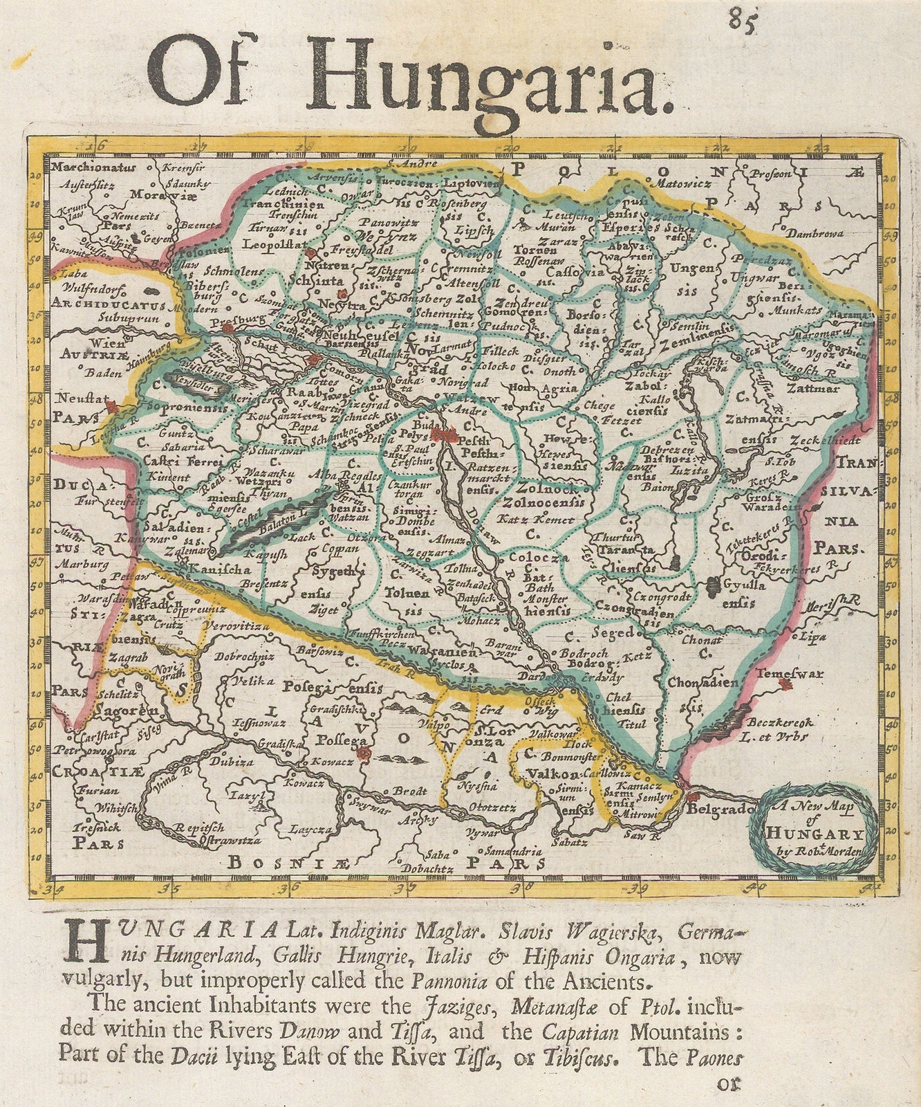 Robert Morden, Early map of Hungary, 1688