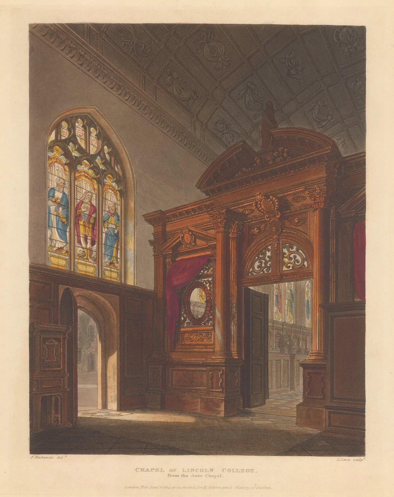 Rudolph Ackermann, Oxford University - Lincoln College, 1814