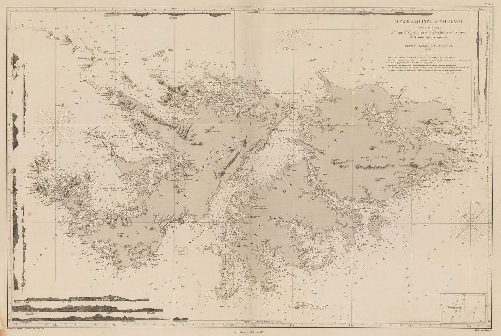 French Admiralty, Chart of the Falkland Islands, 1868
