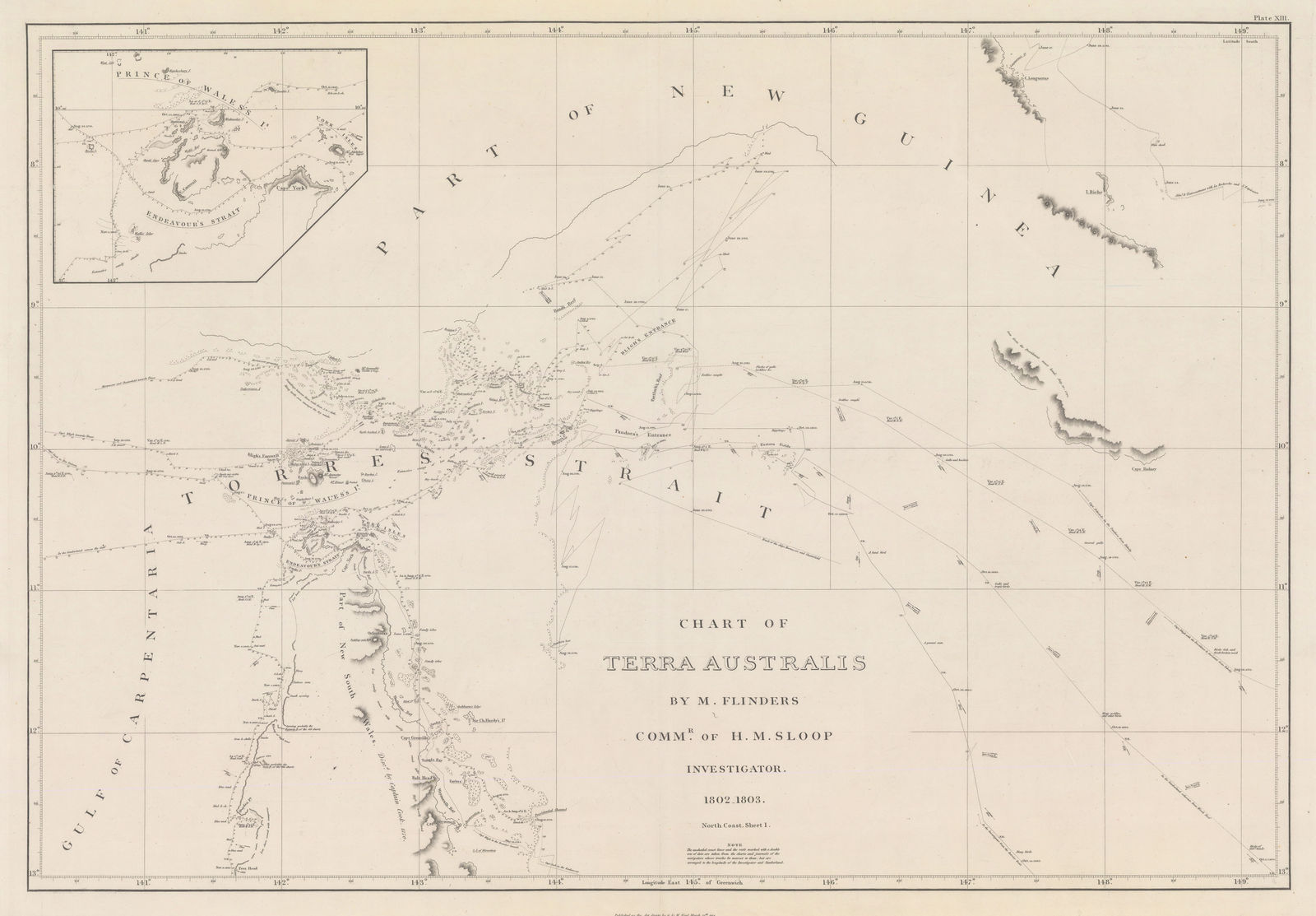 Matthew Flinders, Sea Chart of the Torres Strait, 1814